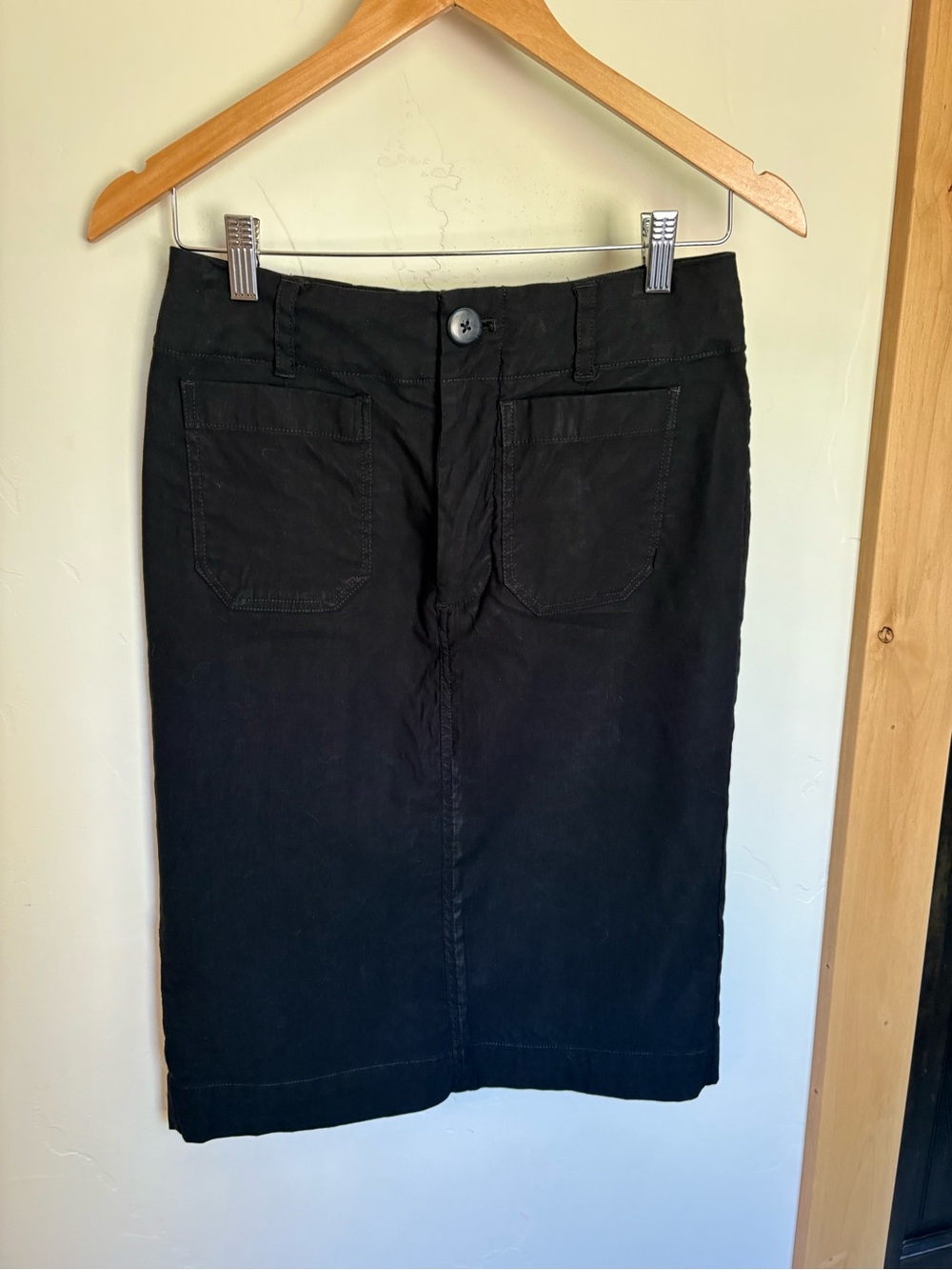 Maeve Anthropologie Black Linen Blend Midi Pencil Skirt XS